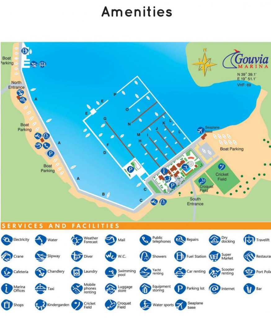 Amenities base information of minas yachting sailing tours in Kerkira Corfu island
